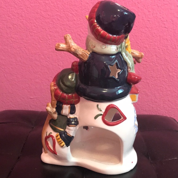 Snowman glass holiday decor with candle opening - Picture 4 of 6